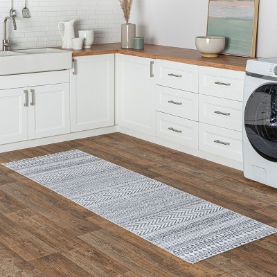 Eco-Friendly Gray Geometric Ultra-Thin Washable Rug