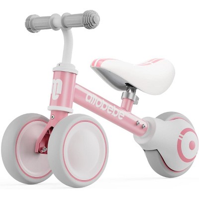 Allobebe Baby Balance Bike For Ages Up to 3 Years Adjustable Seat, Silent & Soft 3 Wheel Ride On Red Pink
