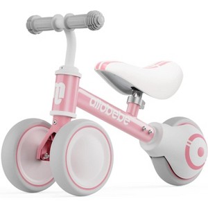 Allobebe Baby Balance Bike For Ages Up to 3 Years Adjustable Seat, Silent & Soft 3 Wheel Ride On Red Pink - 1 of 4