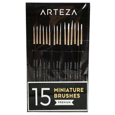 Craft Smart Golden Taklon Mini Brush 15-Piece Variety Set - Each