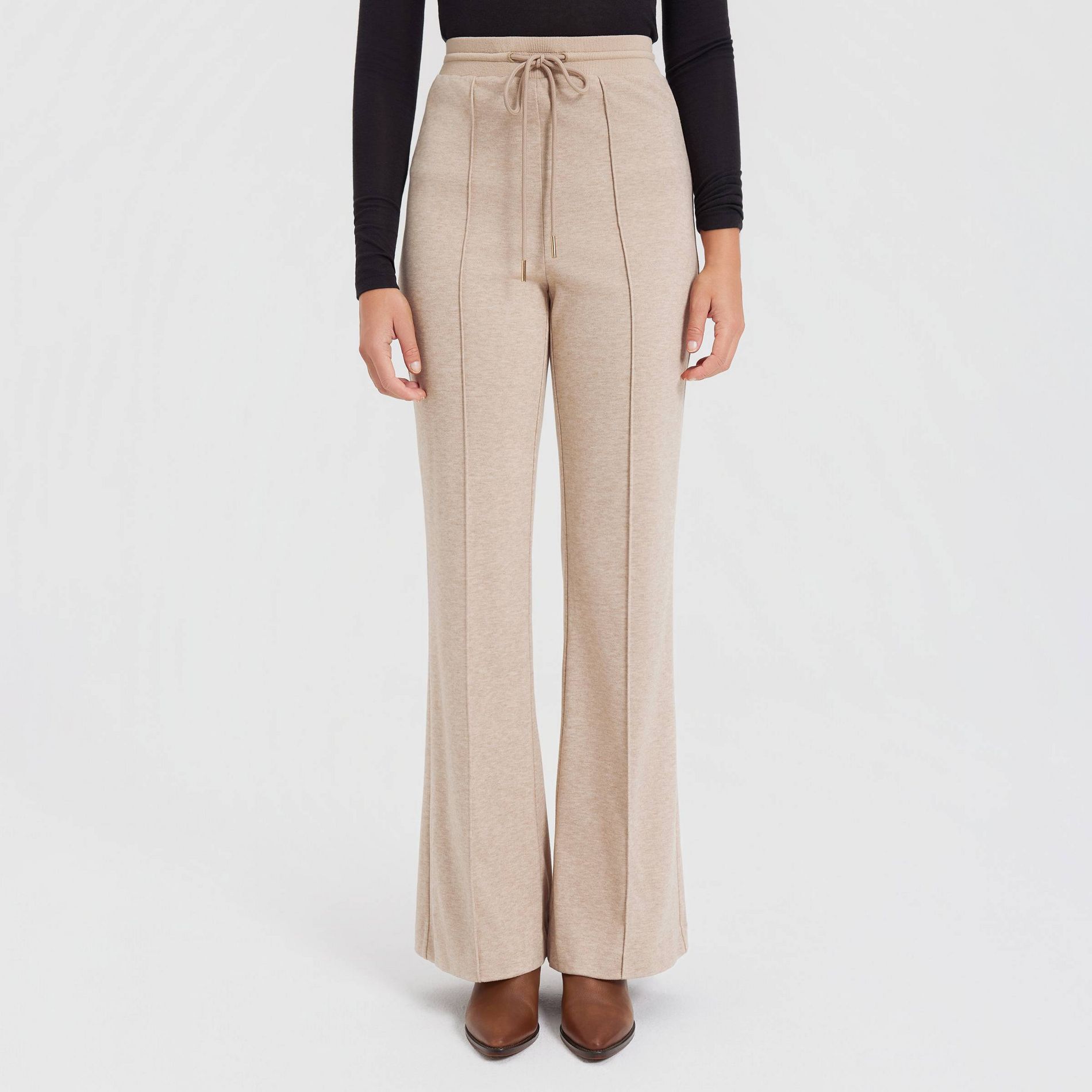 Women's Mid-Rise Lounge Pull-On Pants - A New Day™ Beige S