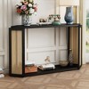 KIGFTSOD Narrow Console Table - Unique Irregular Top, Open Shelf & Rattan Design, Entryway/Sofa Table for Living Room, Hallway & Entrance, Black - 2 of 4