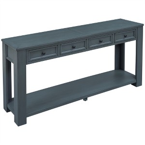 OUTSUPPLY Console Table with 4 Drawers & Shelf, Solid Wood Sofa Table for Entryway, Hallway & Living Room - 1 of 4