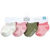Hudson Baby Infant Girl Non-Skid No-Show Socks, Pink Green - 2 of 4