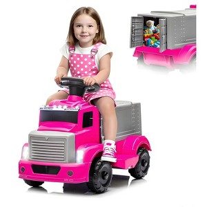Jojoka 6V Ride on Truck for Toddlers -Electric Car w/Spacious Storage,Music,LED Lights,Rechargeable Battery & Easy Start Button - 1 of 4