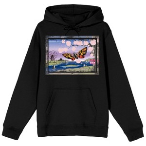 Godzilla Classic Mothra with Cherry Blossom Tree and River Adult Black Hoodie - 1 of 3