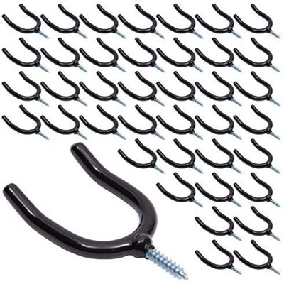 Okuna Outpost 20 Pack Black U Hanger Metal Wall Hooks with 20 anchors for Garage Storage and Tools Workshop, 4 Inch