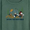 Women's - Disney - Mickey Donald Pluto Hiking The High Road Lightweight French Terry Wide Neck Long Sleeve Shirt - 2 of 4