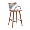 26" Micah Wood Metal Counter Height Barstool Walnut - Armen Living: Square Upholstered, Fixed Seat Height - image 2 of 4