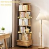 SKRAN 6 Tier Rotating Bookshelf, 360° Display And Spinning Bookshelf with Wheels and Drawer, Rotating Bookshelf Tower for Bedroom, Home, Wood Color - 4 of 4