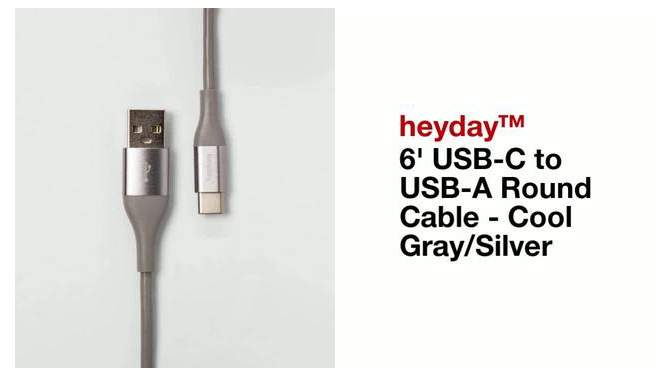 3&#39; USB-C to USB-A Round Cable - heyday&#8482; Wild Dove, 5 of 6, play video
