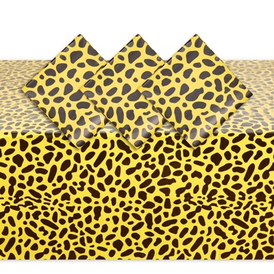 Sparkle and Bash 4 Pack Cheetah Print Plastic Table Covers for Zoo and Safari Party (54 x 108 in,)