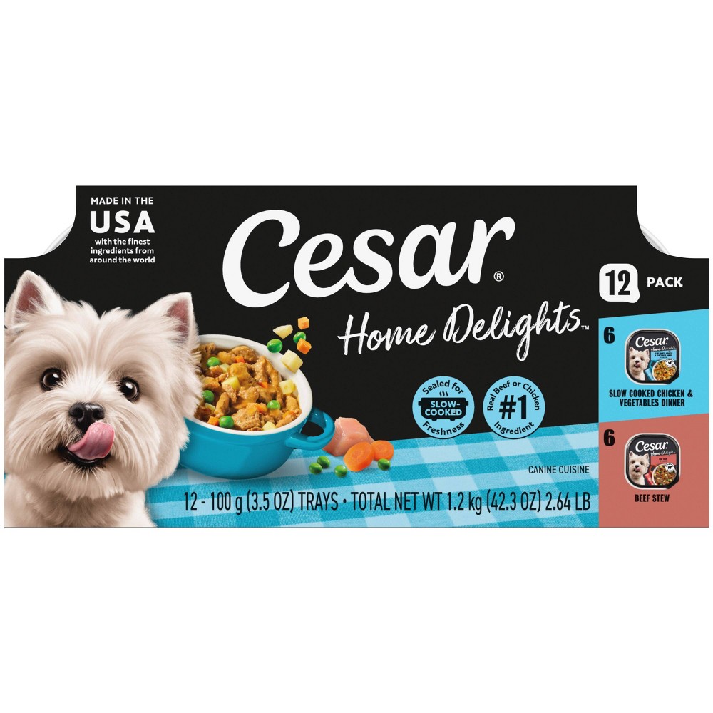 Cesar Home Delights Beef, Gravy, Chicken and Vegetables Variety Pack Small Breed Wet Dog Food - 2.64lbs/12ct