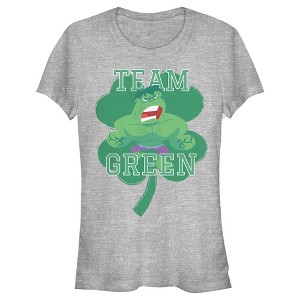 Juniors Womens Marvel St. Patrick's Day Hulk Team Green T-Shirt - 1 of 4