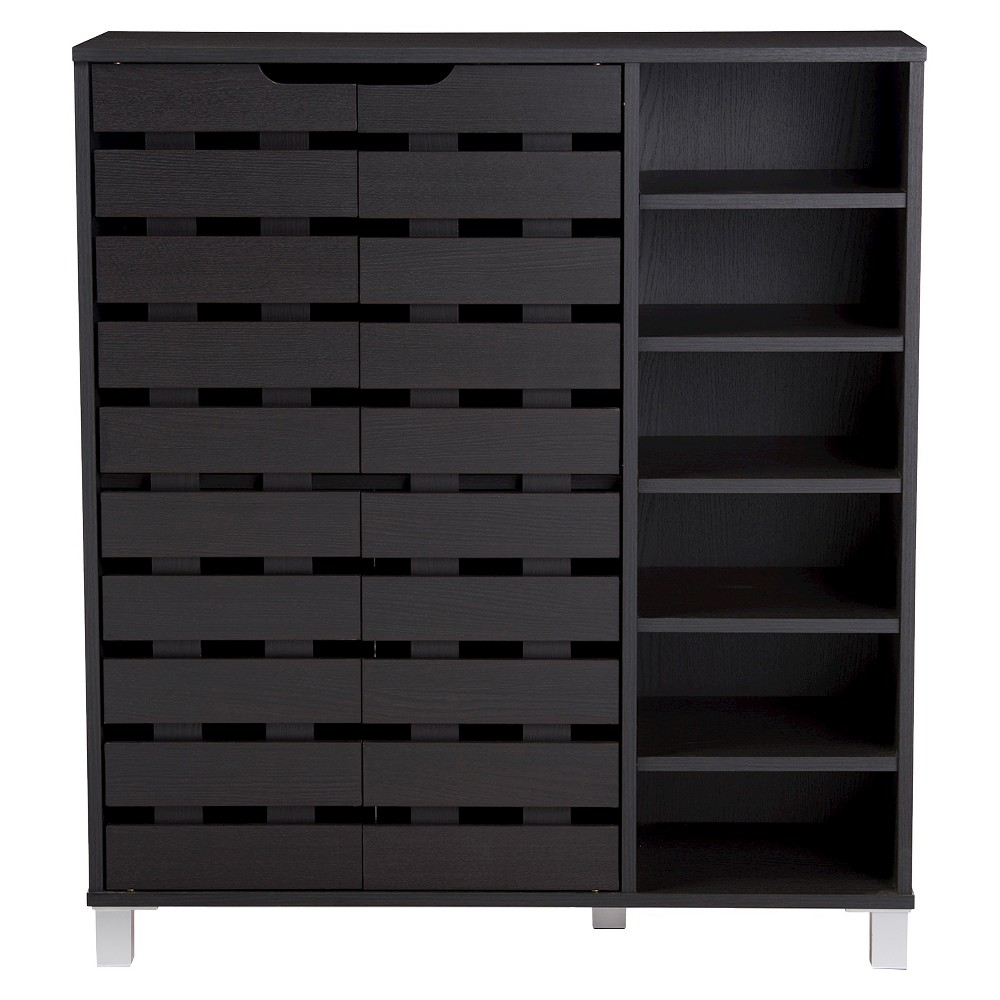 Photos - Wardrobe Shirley Modern and Contemporary Wood 2-Door Shoe Cabinet with Open Shelves