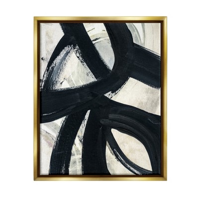 Stupell Industries Dynamic Modern Black Paint Strokes Bold Abstract Floater Canvas Wall Art