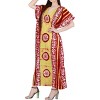 LA LEELA Women's Summer Batik Sleepwear Caftan Relaxed Fit V Neck Maxi Loungewear Dashiki House Dress Nightgowns for Women Plus size 3X-4X Red, Floral - 2 of 3