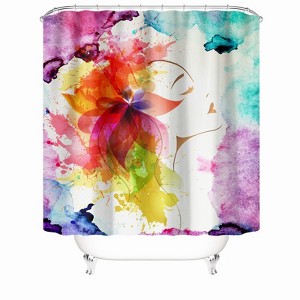 Blooming Lotus Shower Curtains for Bathroom Waterproof Fabric Bath Curtain Durable Soft Stylish Bathroom Decor 72x72 Inch - 1 of 1