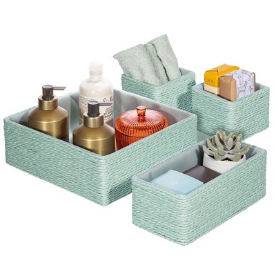 Sorbus Woven Paper Rope Baskets - 4 Piece Set