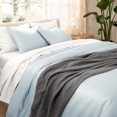 400 Thread Count Organic Cotton Sateen Duvet Cover and Sham Set by Bare Home