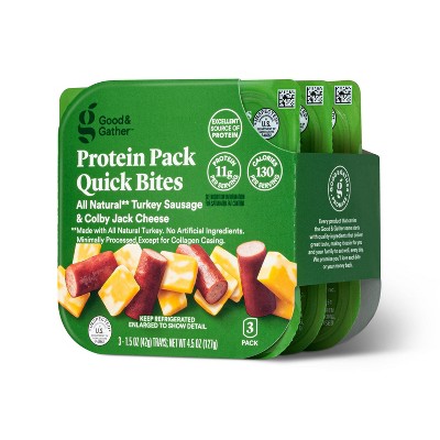 Colby Jack Cheese &#38; Turkey Sausage Protein Pack Quick Bite - 4.5oz/3ct - Good &#38; Gather&#8482;