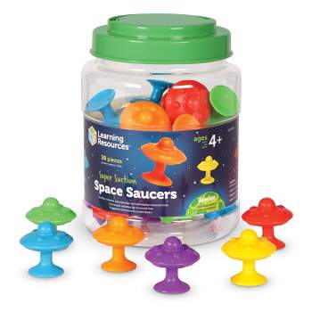 Learning Resources Super Suction Space Saucers, Fine Motor, Counting & Sorting Toy, 30 Pieces, Ages 4+
