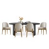 7-Pieces Dining Set for 6,Upholstered Armless Chair with Wood Legs,79 Inch Oval Dining Table for Dining Room,Farmhouse-Tanpinhause - 2 of 4