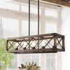 LNC  Laius 5-Lights 31.5" Modern Farmhouse Rectangle Kitchen Island Pendant  Lights, Matte Black and Brown Wood Tone - 2 of 4