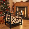 Costway 18.5 Inch Metal Firewood Rack Fireplace Log Holder with Dual Handles Solid Base - 3 of 4