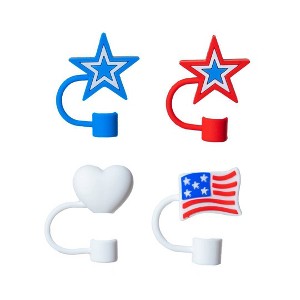 CharCharms 4pk Americana Hot Dog Straw Toppers - 1 of 4