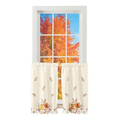 Collections Etc Leaf Embroidered Curtains