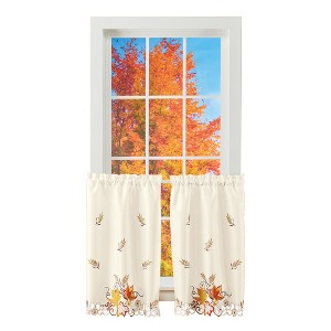 Collections Etc Leaf Embroidered Curtains - 1 of 3