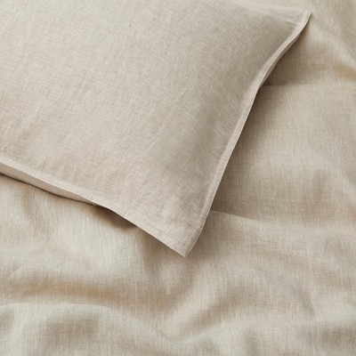 Beige Twin Linen and Cotton Duvet Cover Set