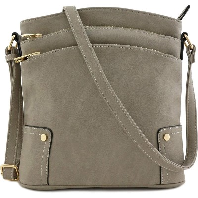 Paaaawaters Triple Zip Pocket Large Crossbody Bag