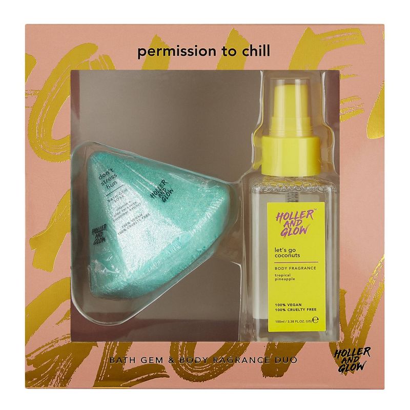 Holler and Glow Permission To Chill Bath Gem and Body Fragrance Duo - 2ct/8.59oz, 1 of 7