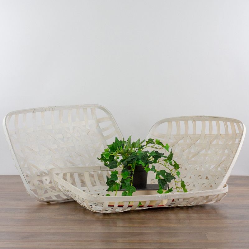 Northlight Set of 3 White Rectangular Lattice Tobacco Table Top Baskets, 2 of 6