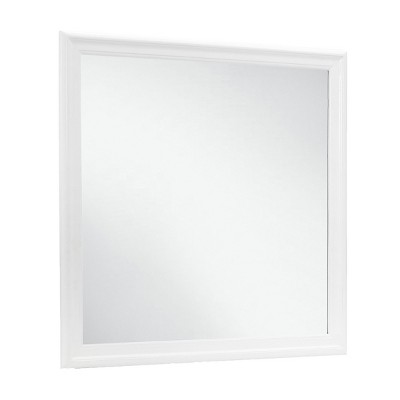 GlasFlength Decorative Wall Mirrors Square Accent Mirror Wall Mirror Polished Mirror Decorative Mirror for Living Room, White, 38.19"*0.87"*38.19"