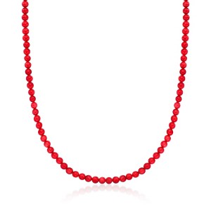 Ross-Simons 5-5.5mm Red Coral Bead Necklace With 18kt Gold Over Sterling Size 18 - 1 of 4
