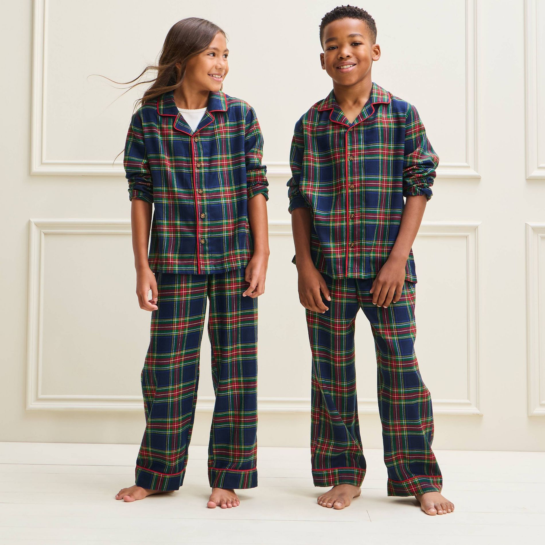 Kids' Holiday Plaid Flannel Matching Family Pajama Set - Wondershop™ Navy Blue