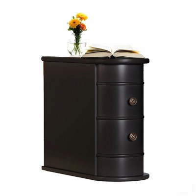 Lirago, Wood End Table with 2 Drawers - Fully Assembled Narrow Nightstand/Side Table,  Black