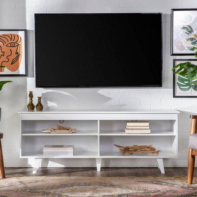 White Tv Stands Entertainment, White Tv Console With Bookshelves