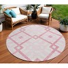Pink Blush And Ivory Geometric Washable Indoor Outdoor Area Rug - 2 of 4