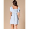 INSPIRE CHIC Women's Jacquard Floral Square Neck A-Line Summer Puff Sleeve Dress - 3 of 4