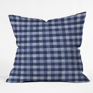 Pimlada Phuapradit Gingham Square Throw Pillow Blue - Deny Designs