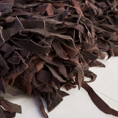 Dark Brown Hand-Knotted Leather Shag Area Rug