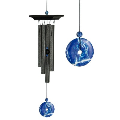 Blue Lapis Faux Stone Wind Chime with Black Metal Tubes