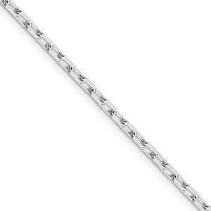 Black Bow Jewelry 2.75mm Sterling Silver Solid Elongated Open Cable Chain Necklace - 1 of 4