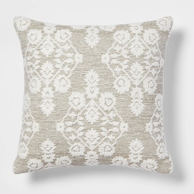 Cotton Textured Square Throw Pillow Sage/Cream - Threshold™