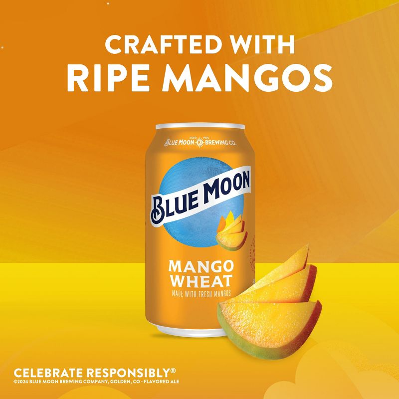 Blue Moon Mango Wheat Ale Beer - 6pk/12 fl oz Cans, 3 of 10