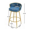Grungis 31.5 inch Swivel Bar Stools Set of 2, 180° Rotating Velvet Upholstered Bar Chairs with Hand-Woven Backrest & Footrest, 286LB Capacity - 3 of 4